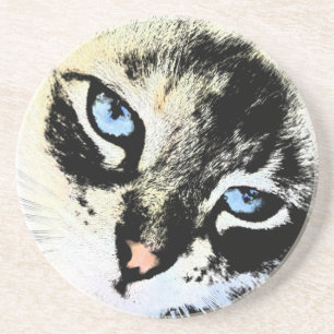 Posavasos De Arenisca Práctico de costa del gato de la tinta