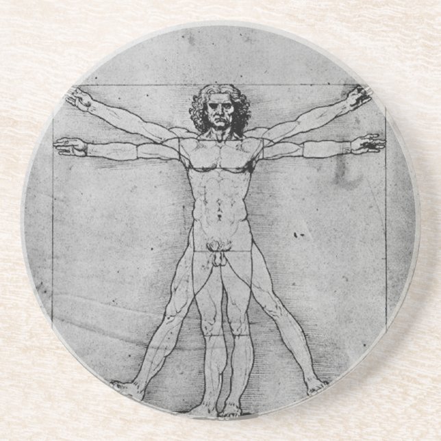Posavasos De Arenisca Práctico de costa del hombre de Vitruvian (Frente)