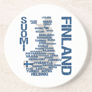 Posavasos De Arenisca Práctico de costa del MAPA de FINLANDIA