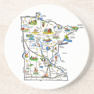 Posavasos De Arenisca Práctico de costa del mapa de Minnesota