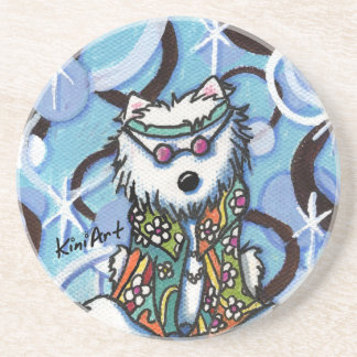 Posavasos De Arenisca Práctico de costa del perro de Westie del Hippie