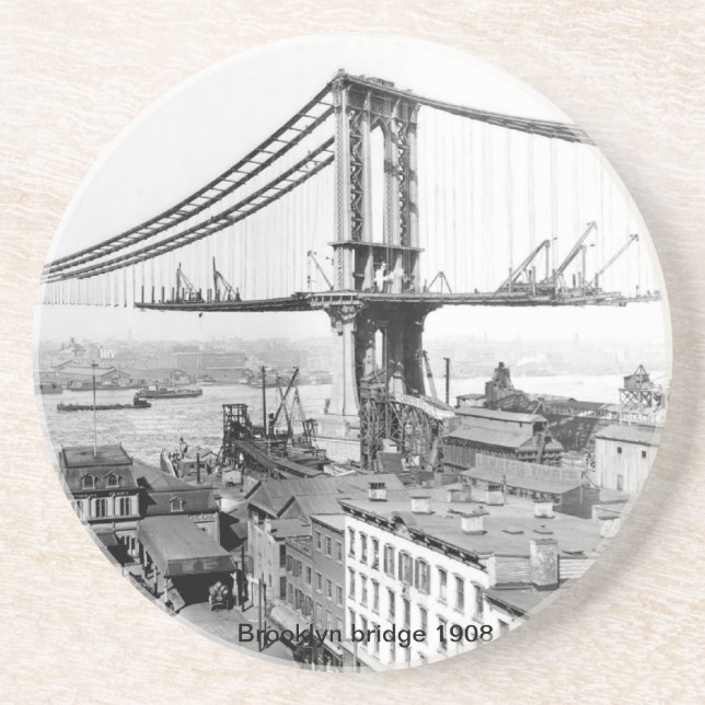 Posavasos De Arenisca Práctico de costa del puente de Brooklyn (Frente)