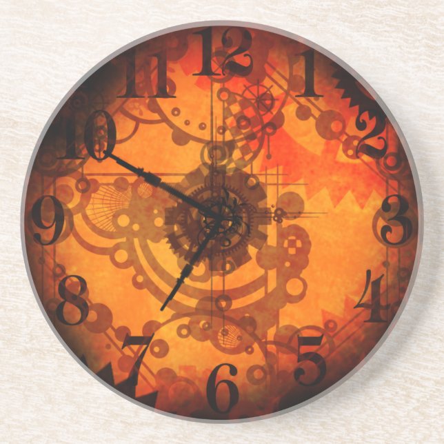 Posavasos De Arenisca Práctico de costa del reloj de Steampunk (Frente)