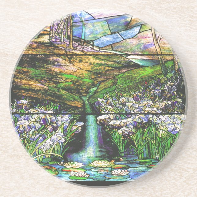 Posavasos De Arenisca Práctico de costa del vitral de Tiffany del (Frente)