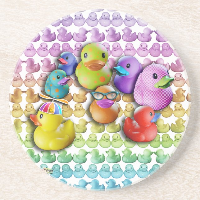 Posavasos De Arenisca Práctico de costa - DUCKY DE GOMA - ARTE POP de (Frente)