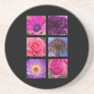 Posavasos De Arenisca Práctico de costa - flores púrpuras rosadas
