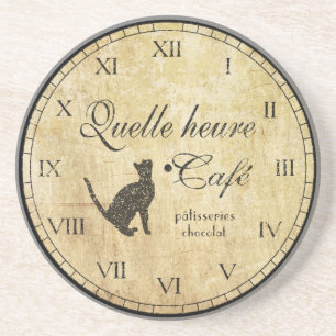 Posavasos De Arenisca Práctico de costa francés del reloj del café