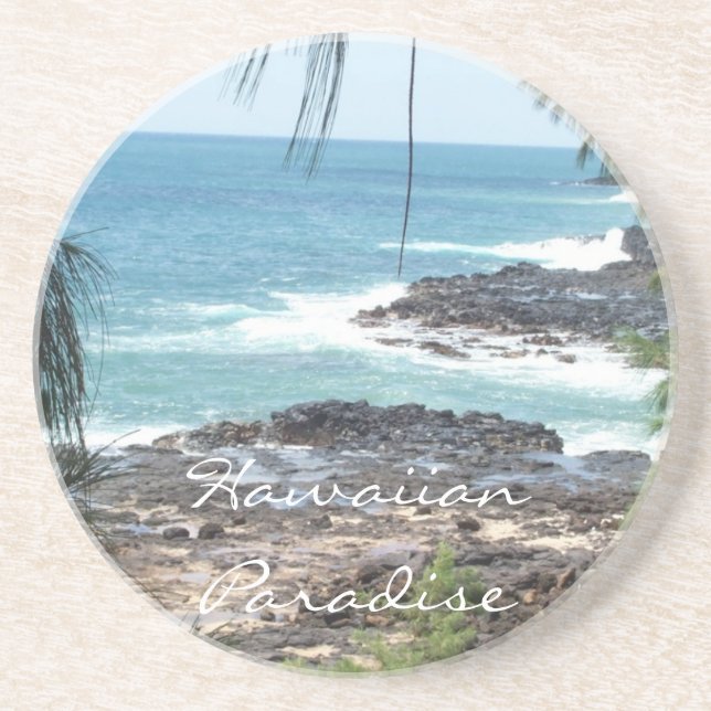 Posavasos De Arenisca Práctico de costa hawaiano del paraíso (Frente)