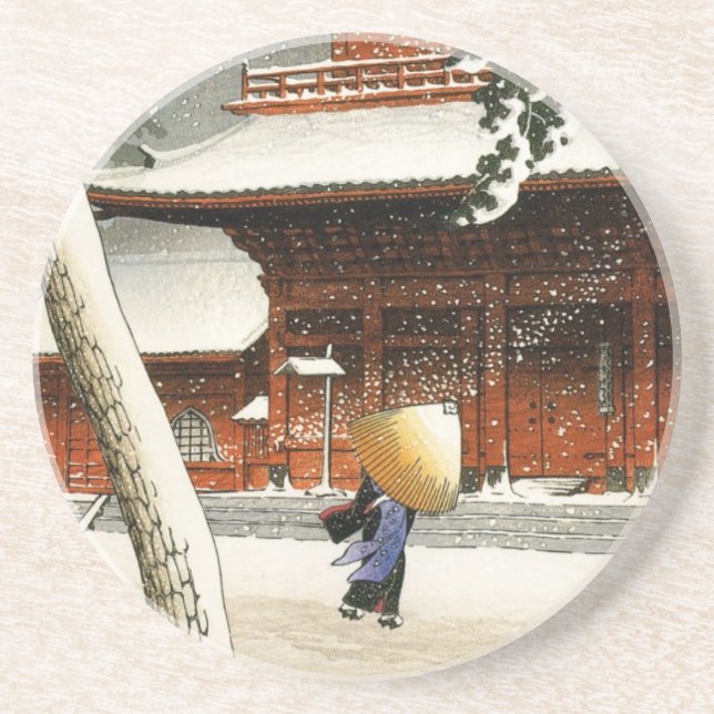 Posavasos De Arenisca Práctico de costa japonés (Frente)