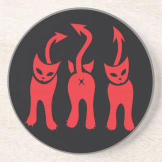 Posavasos De Arenisca Práctico de costa malvado rojo del gatito