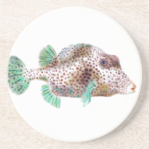 Posavasos De Arenisca Práctico de costa manchado del Trunkfish