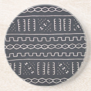 Posavasos De Arenisca Práctico de costa negro y blanco de Mudcloth