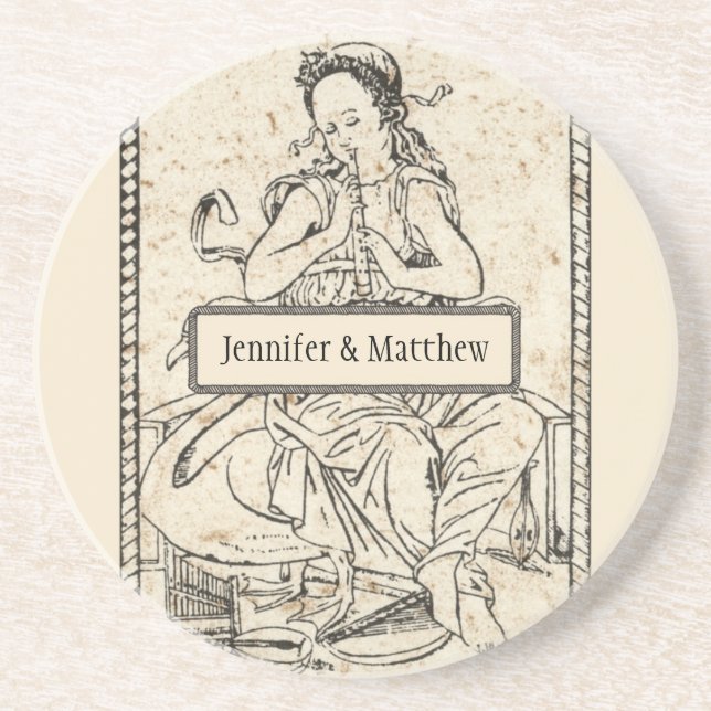 Posavasos De Arenisca Práctico de costa personalizado XXVI de Musicha (Frente)