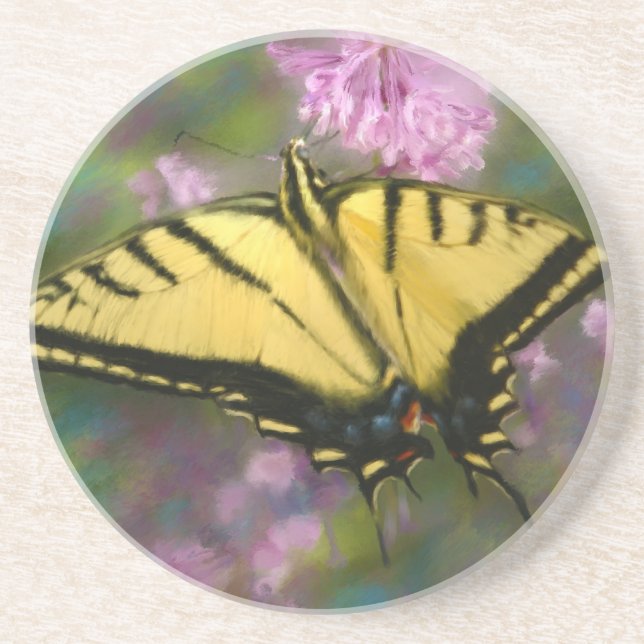 Posavasos De Arenisca Práctico de costa pintado de la mariposa (Frente)