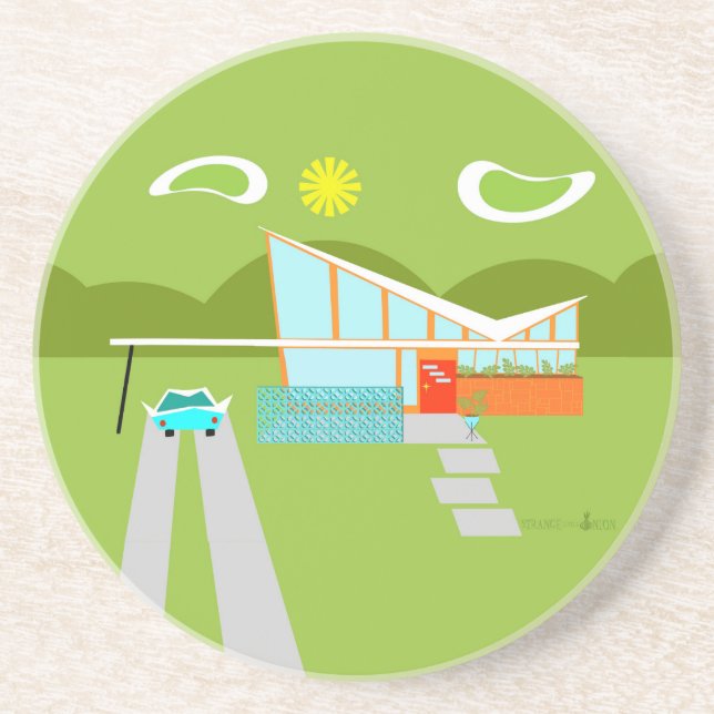 Posavasos De Arenisca Práctico de costa retro de la bebida de la piedra (Frente)