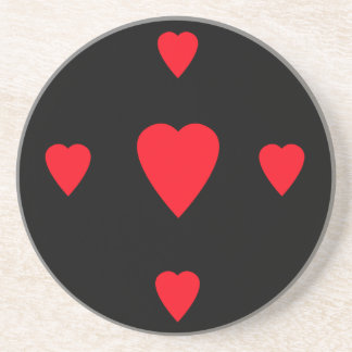 Posavasos De Arenisca Práctico de costa rojo de los corazones