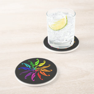 Posavasos De Arenisca Práctico de costa - rueda de color (negro)