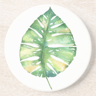 Posavasos De Arenisca Práctico de costa tropical verde de la hoja