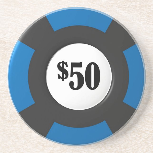 Posavasos De Arenisca Prácticos de costa de la ficha de póker (Frente)