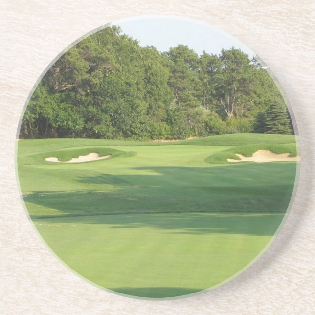 Posavasos De Arenisca Prácticos de costa del campo de golf (Frente)