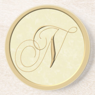 Posavasos De Arenisca Prácticos de costa del monograma - letra N
