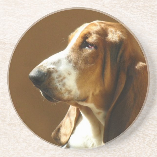 Posavasos De Arenisca Prácticos de costa del perro de Basset Hound (Frente)