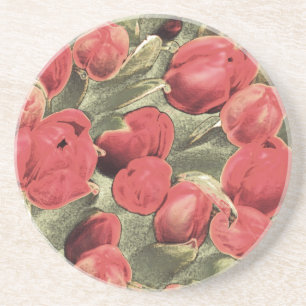 Posavasos De Arenisca Prácticos de costa, tulipanes rojos, arte