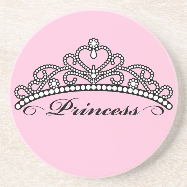 Posavasos De Arenisca Princesa Tiara Coaster (fondo rosado) (Frente)