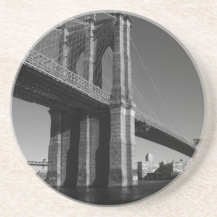 Posavasos De Arenisca Puente de Brooklyn Blanco y Negro