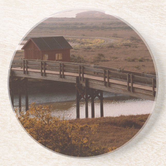 Posavasos De Arenisca Puente y práctico de costa de la cabaña (Frente)