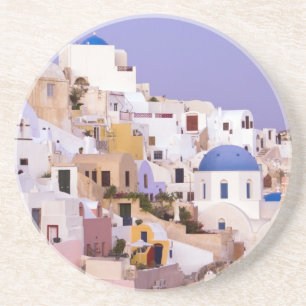 Posavasos De Arenisca Puesta de sol en Oil, Santorini 2