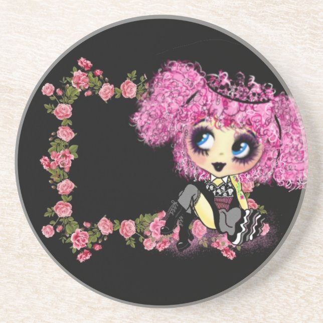 Posavasos De Arenisca Punk Harajuku chica tan kawaii lindo y niñito (Frente)