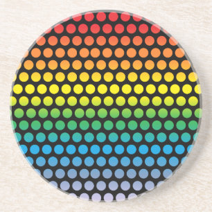 Posavasos De Arenisca Punto de polka del arco iris negro