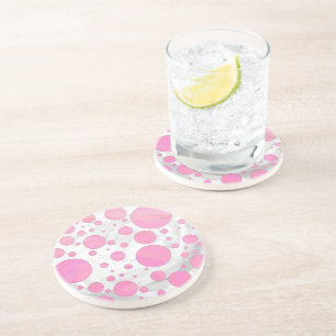 Posavasos De Arenisca Punto de polka rosado de golfo