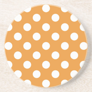 Posavasos De Arenisca Puntos de polka blanco sobre ámbar