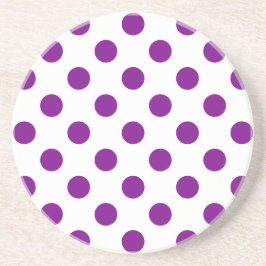 Posavasos De Arenisca Puntos de polka morado y blanco