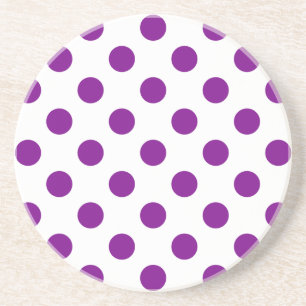 Posavasos De Arenisca Puntos de polka morado y blanco