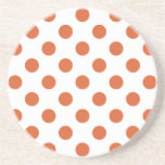 Posavasos De Arenisca Puntos de polka naranja quemados<br><div class="desc">La polka naranja quemada tiene un fondo blanco.</div>