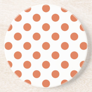 Posavasos De Arenisca Puntos de polka naranja quemados