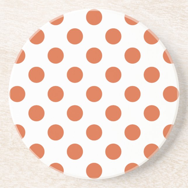 Posavasos De Arenisca Puntos de polka naranja quemados (Frente)