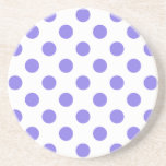 Posavasos De Arenisca Puntos de polka periwinkle<br><div class="desc">Punto de polka perwinkle sobre fondo blanco</div>