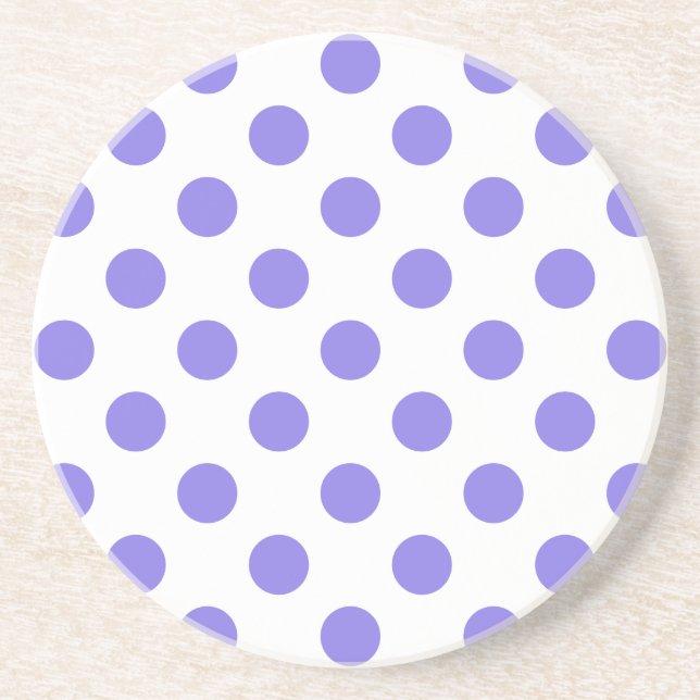 Posavasos De Arenisca Puntos de polka periwinkle (Frente)