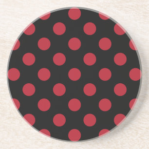 Posavasos De Arenisca Puntos de polka rojos y negros