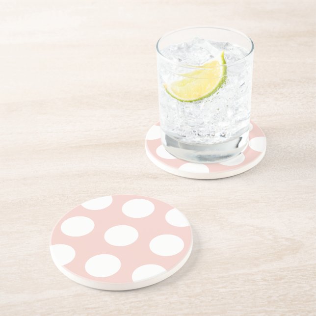 Posavasos De Arenisca Puntos De Polka Rosa, Patrón De Punto De Polka, Pu (Lado)