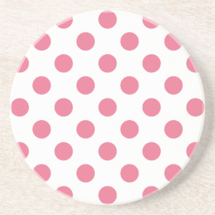 Posavasos De Arenisca Puntos de polka rosa y blanco