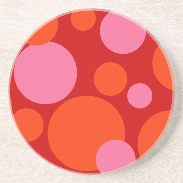 Posavasos De Arenisca Puntos rosados y Naranjas (Frente)