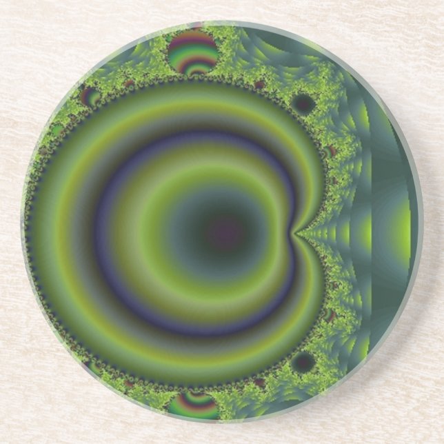 Posavasos De Arenisca Puntura verde y azul (Frente)