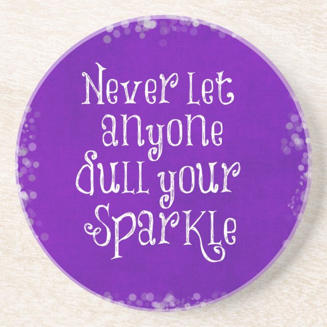 Posavasos De Arenisca Purple Girly Inspiradora Sparkle Cita (Frente)