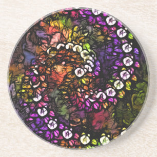 Posavasos De Arenisca púrpura fractal Psicodélico espiral arcoiris tripp