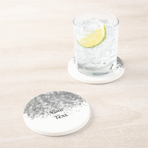 Posavasos De Arenisca Purpurina blanco y falso personalizado